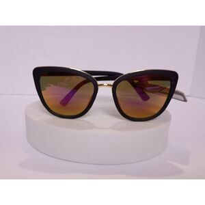 Foster Grant Sia Black and Gold Frame / Rainbow Mirror Lens Polarized Sunglasses